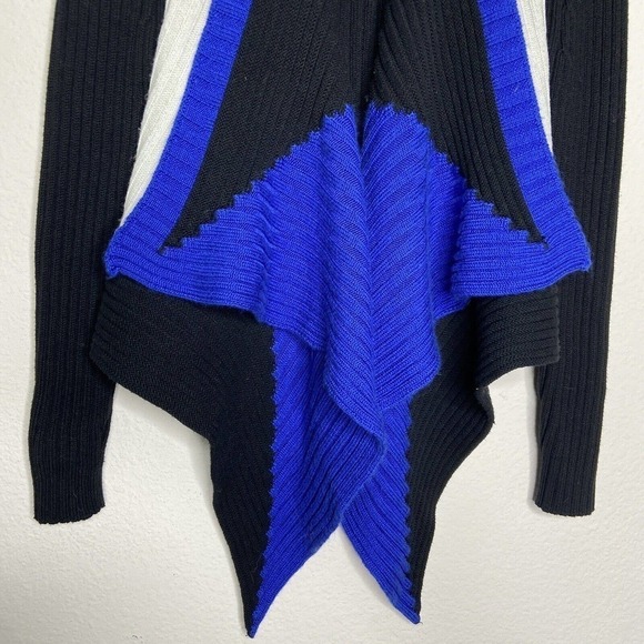 Mona Leah Cropped Waterfall Color Blocked Cardigan Sz L - Picture 3 of 8